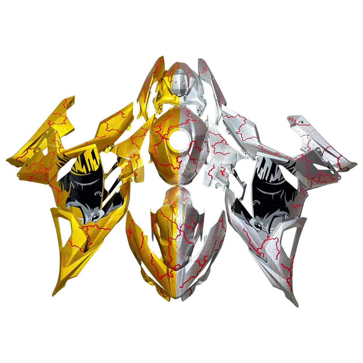 Amotopart 2018-2024 Kawasaki EX400 Ninja400 Gold Silver Black Fairing Kit