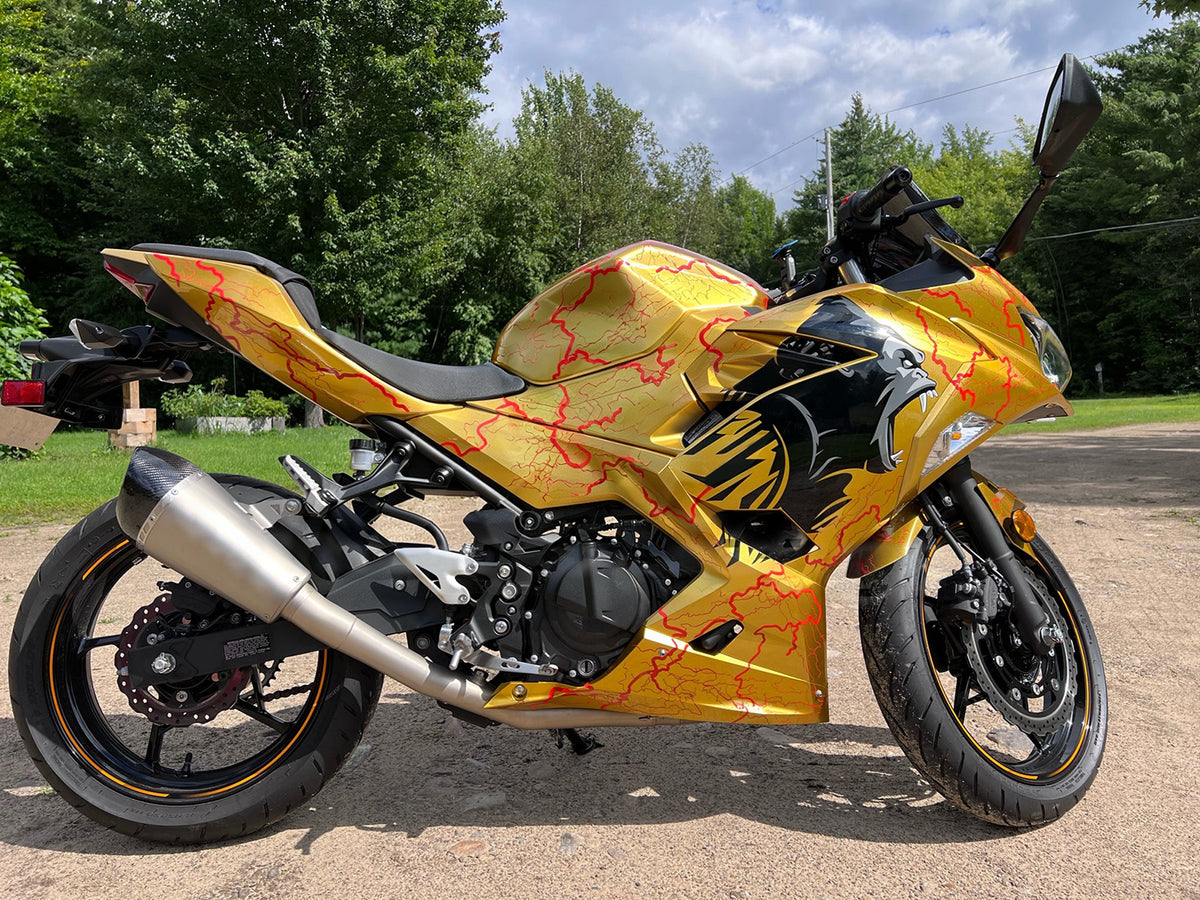 Amotopart 2018-2024 Kawasaki EX400 Ninja400 Gold Silver Black Fairing Kit