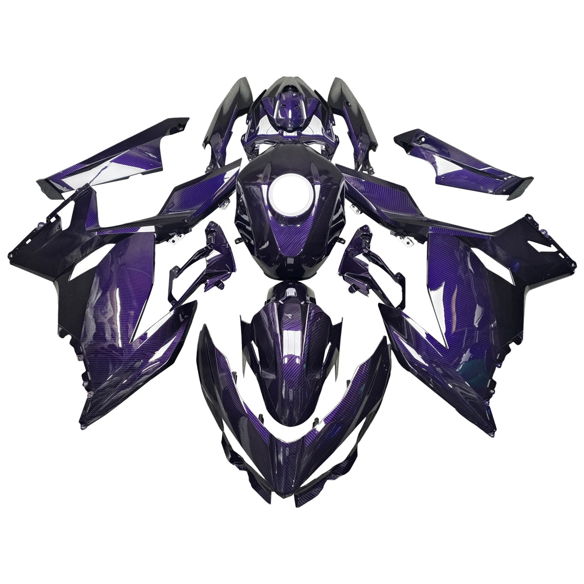 Amotopart 2018-2024 Kawasaki EX400 Ninja400 Purple Black Fairing Kit