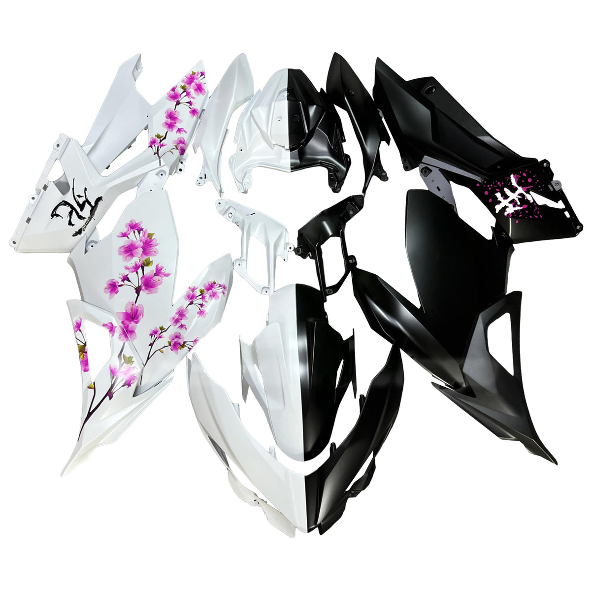 Amotopart 2018-2024 Kawasaki EX400 Ninja400 White Black Pink Fairing Kit