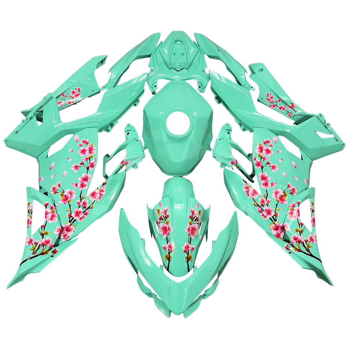 Amotopart 2018-2024 Kawasaki EX400 Ninja400 Mint Green Pink White Fairing Kit