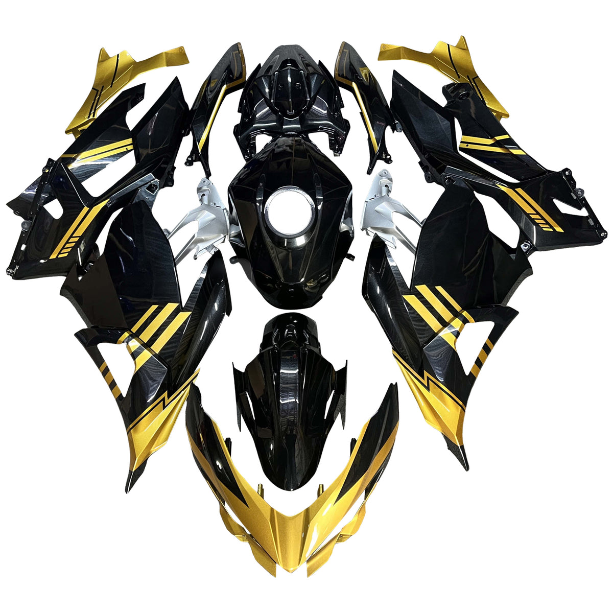 Amotopart 2018-2024 Kawasaki EX400 Ninja400 Black Gold Fairing Kit