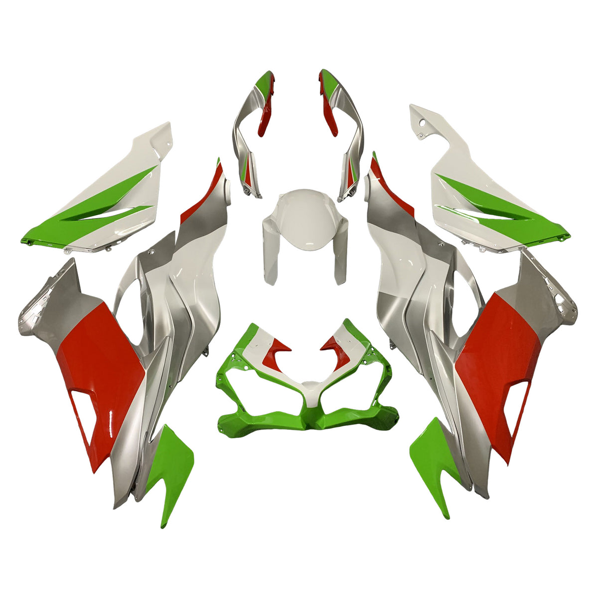 Amotopart 2019-2023 Kawasaki ZX6R Kit de carénage blanc vert rouge