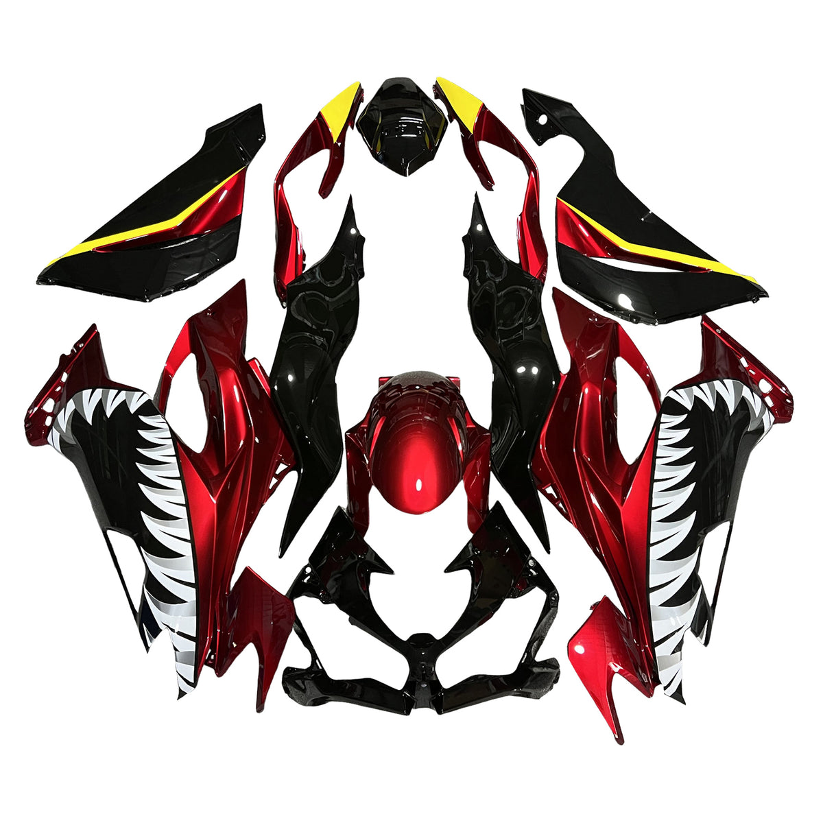 Kit carena Amotopart 2019-2023 Kawasaki ZX6R Rosso Nero Bianco