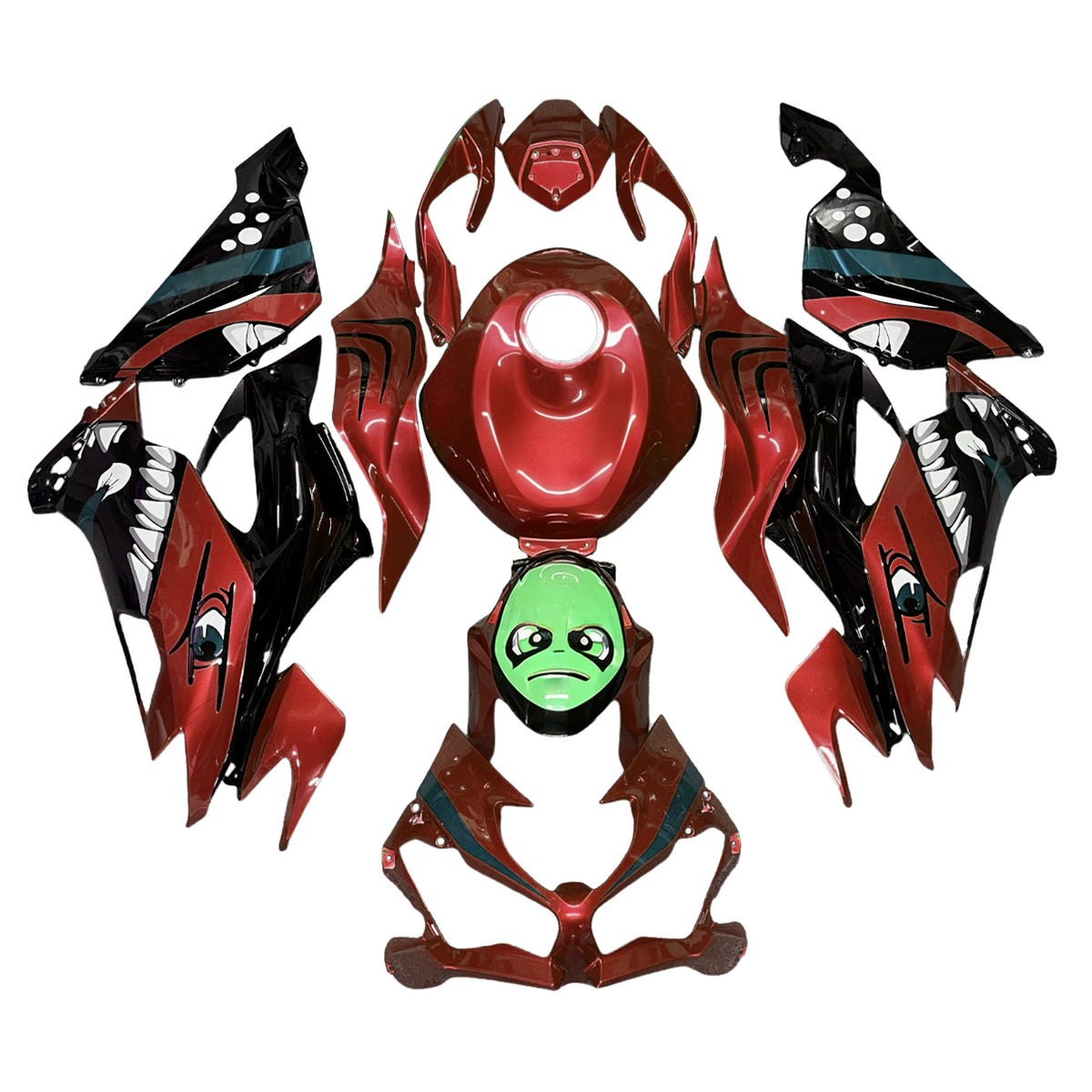 Amotopart 2019-2023 Kawasaki ZX6R Red Black Green Fairing Kit