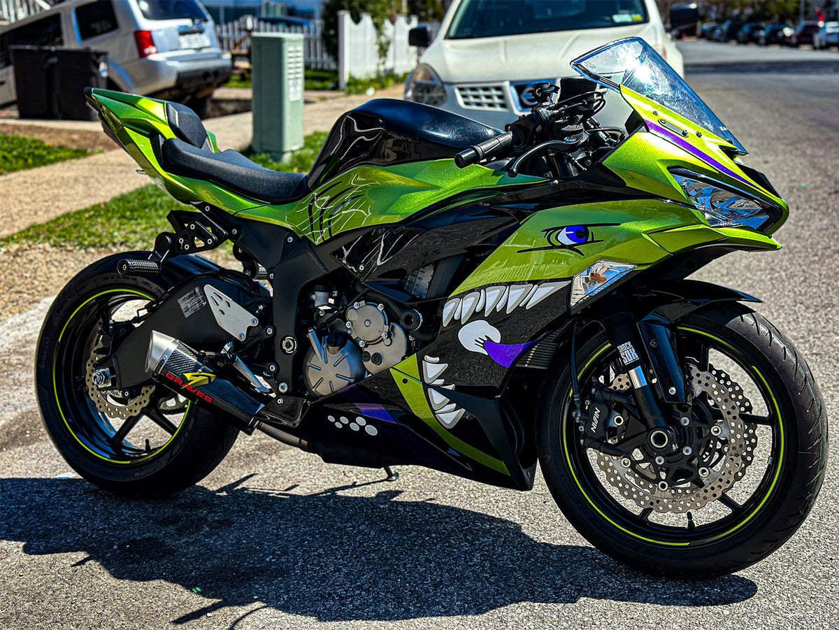 Amotopart 2019-2023 Kawasaki ZX6R Grøn Sort Lilla Fairing Kit
