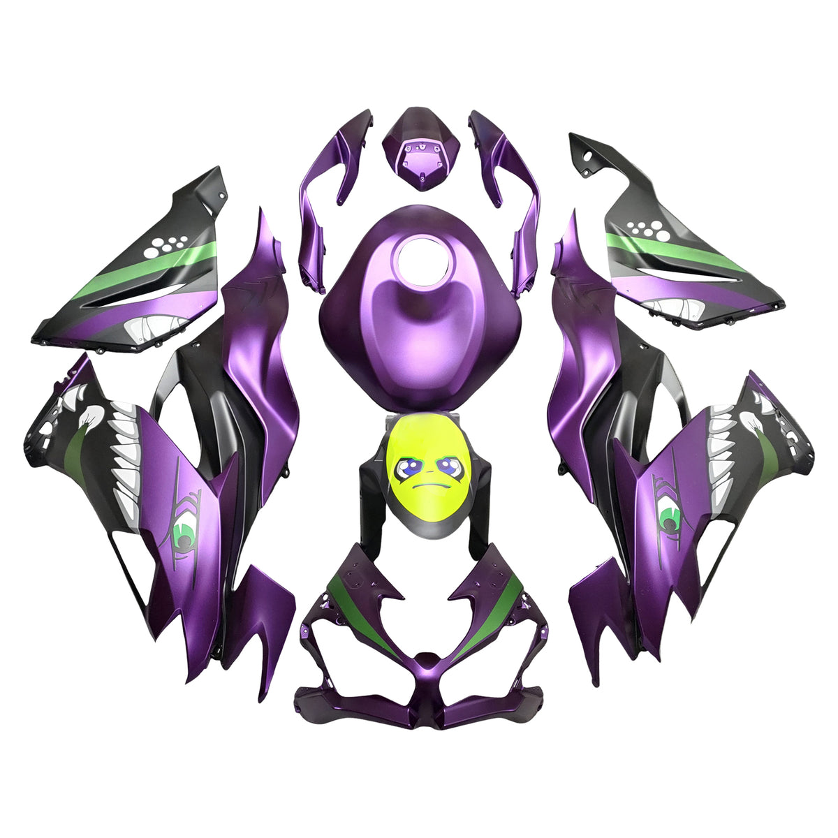 Amotopart 2019-2023 Kawasaki ZX6R Purple Black Green Fairing Kit