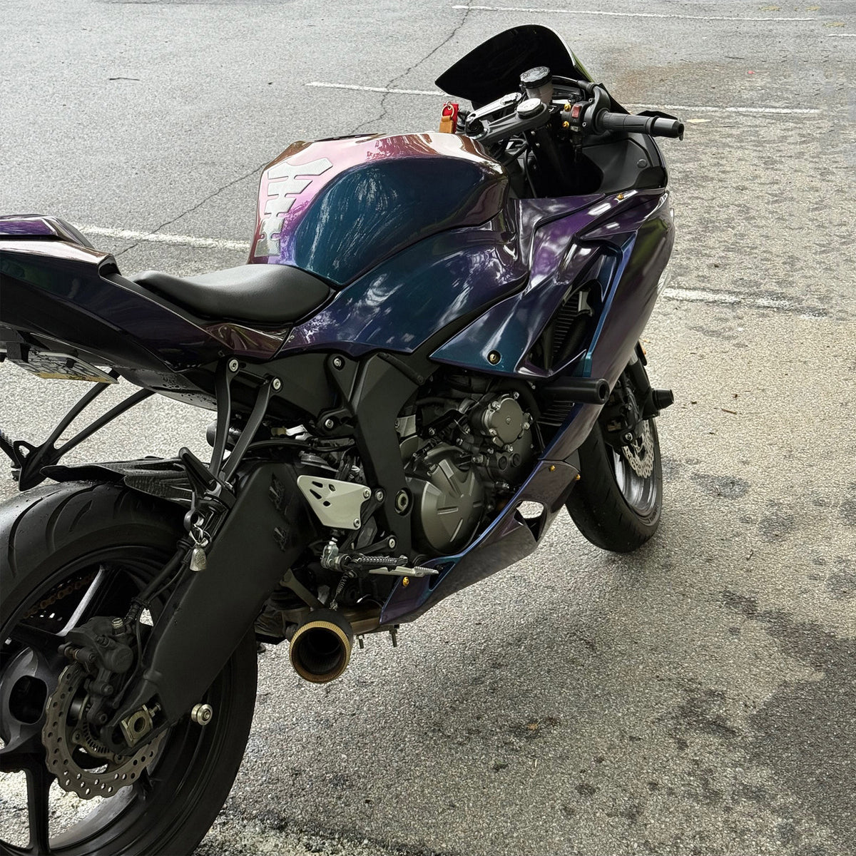 Amotopart 2019-2023 Kawasaki ZX6R Blue Purple Black Chameleon Fairing Kit