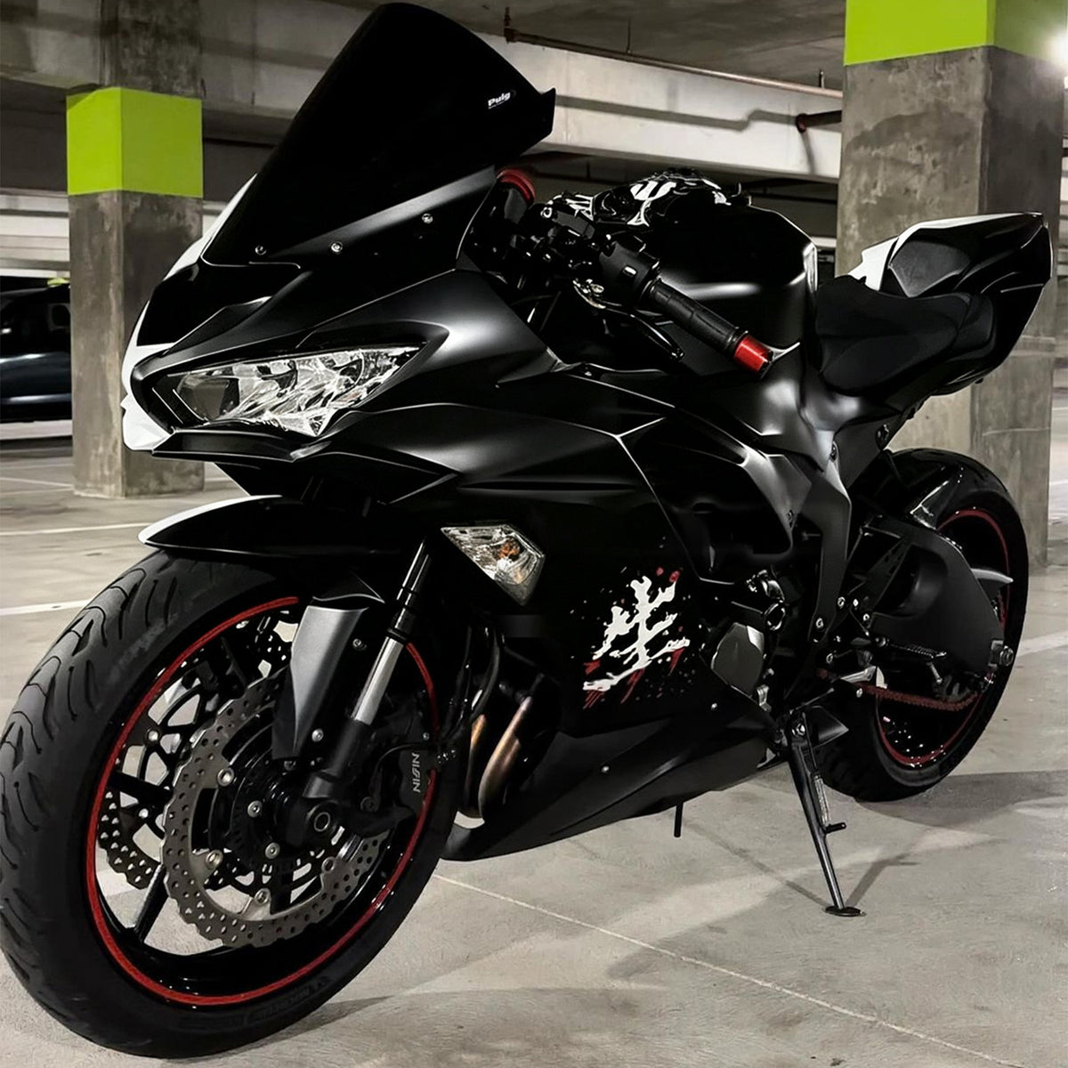 Amotopart 2019–2023 Kawasaki ZX6R Weiß Schwarz Rosa Verkleidungsset