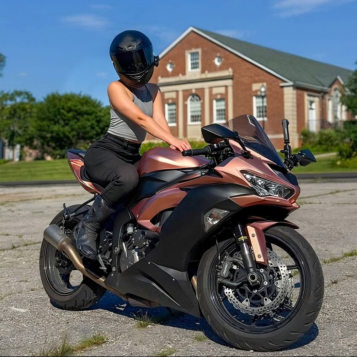 Amotopart 2019-2023 Kawasaki ZX6R Rose Gold Black Fairing Kit
