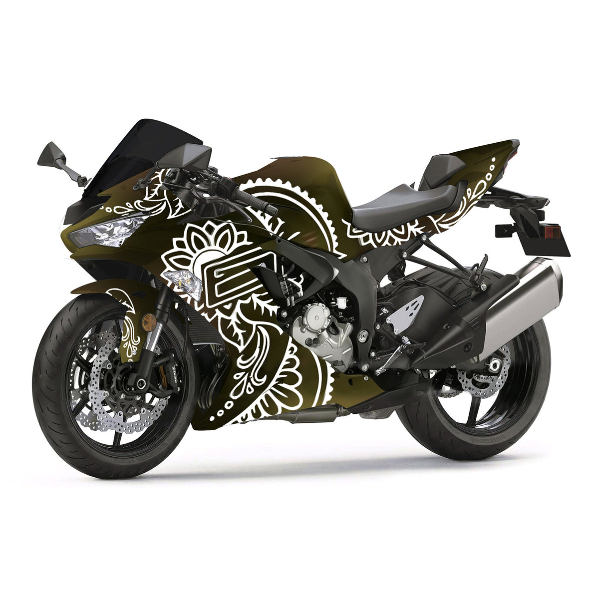 Amotopart 2019–2023 Kawasaki ZX6R Weiß Schwarz Verkleidungsset