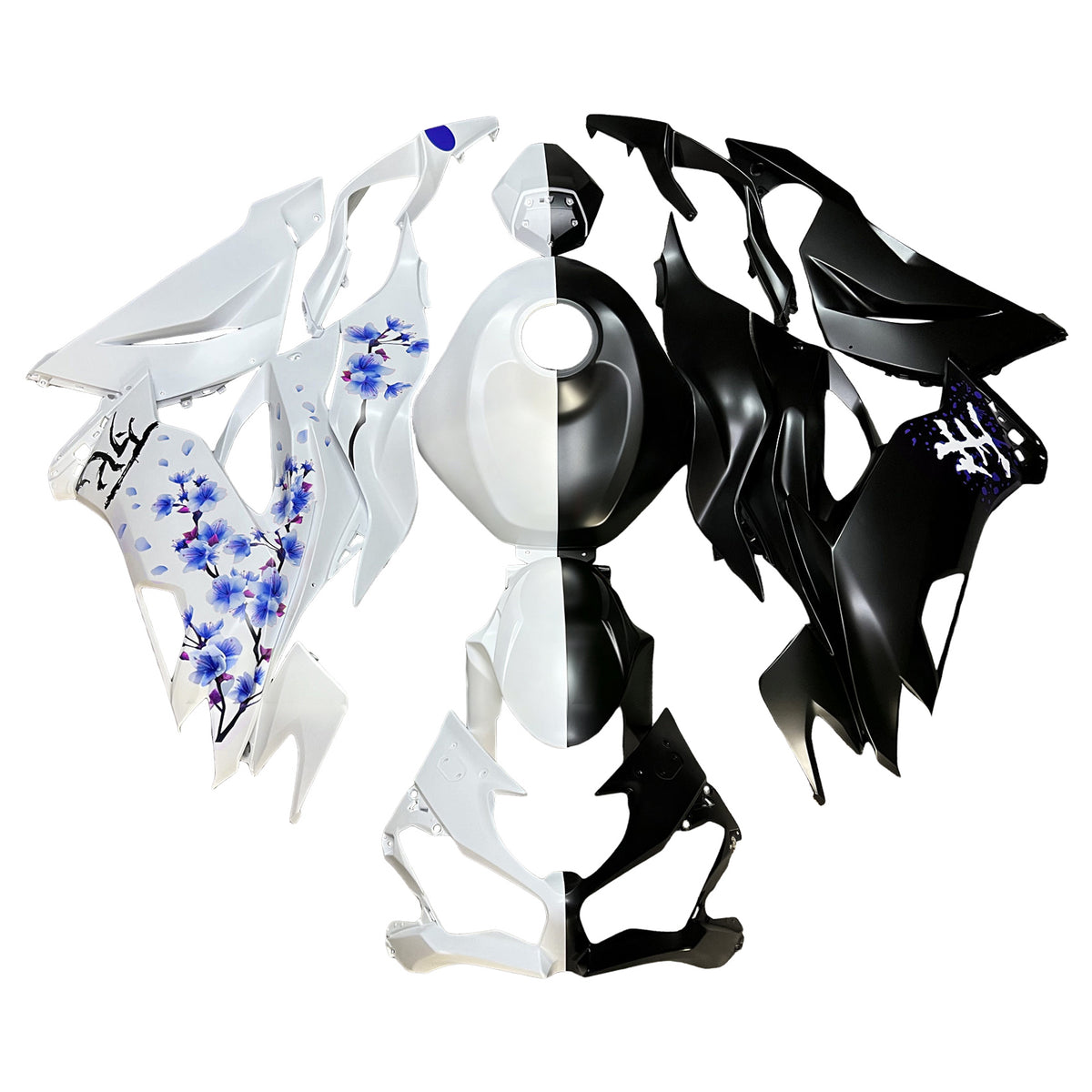 Amotopart 2019-2023 Kawasaki ZX6R White Black Blue Fairing Kit