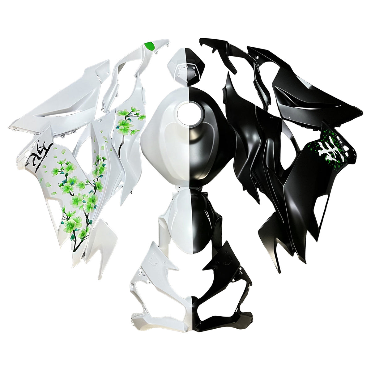 Amotopart 2019-2023 Kawasaki ZX6R White Black Green Fairing Kit