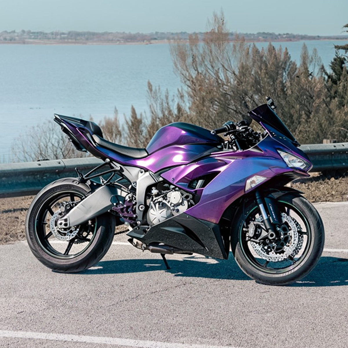 Amotopart 2019-2023 Kawasaki ZX6R Purple Black Fairing Kit