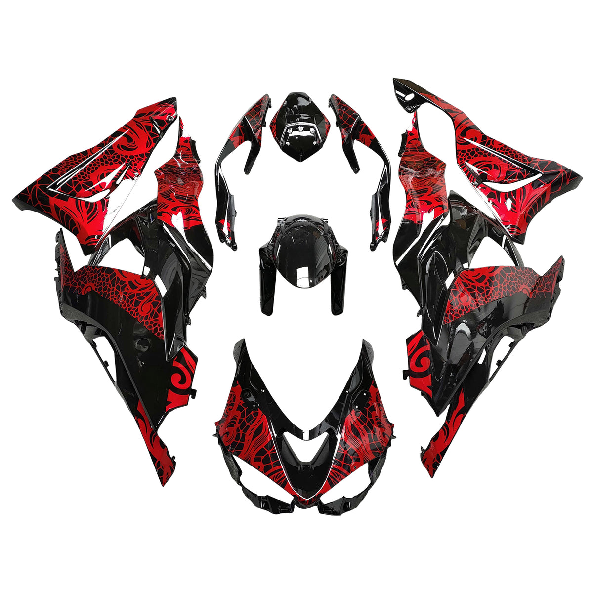 Amotopart 2019-2023 Kawasaki ZX6R Kit de carenado rojo negro