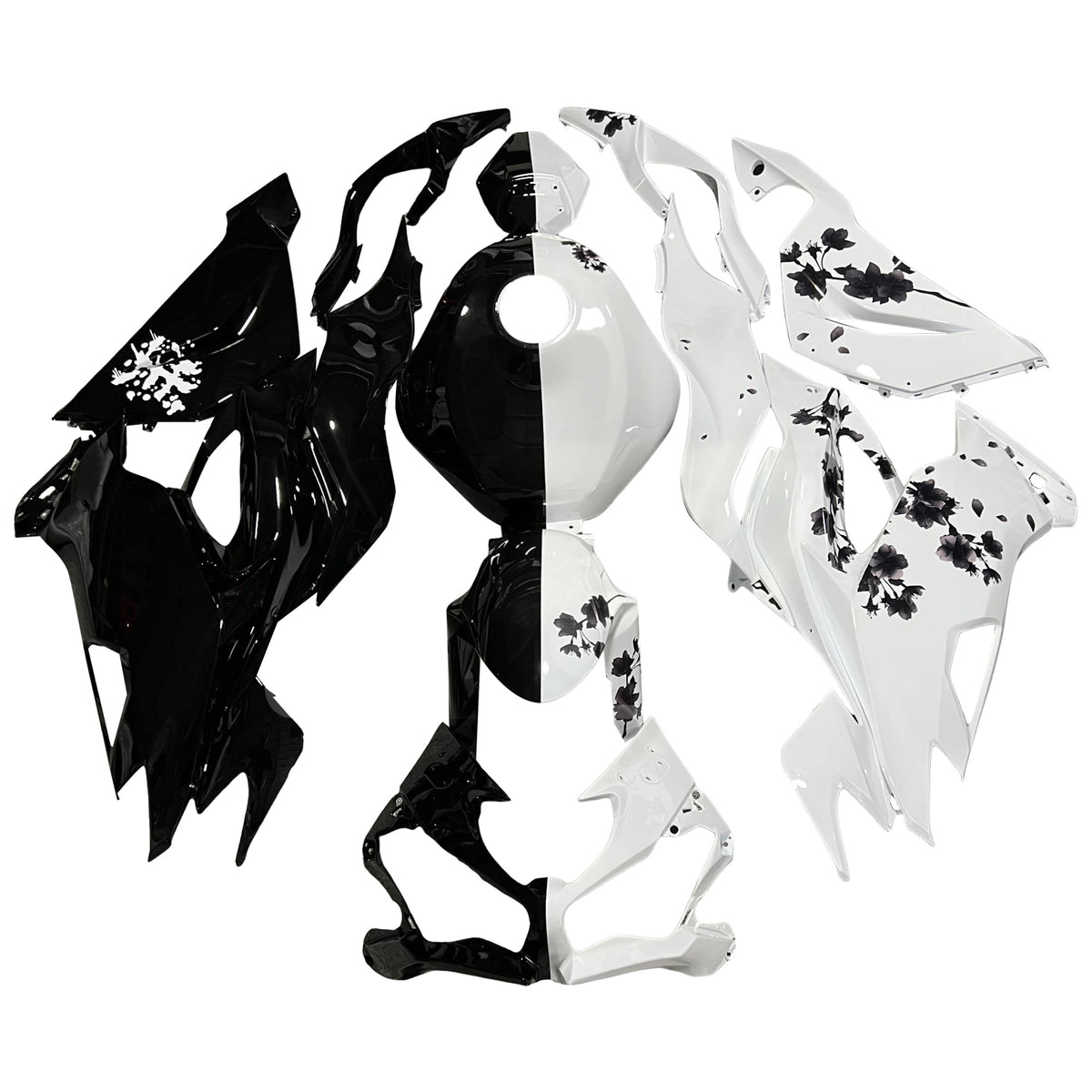 Amotopart 2019-2023 Kawasaki ZX6R White Black Fairing Kit