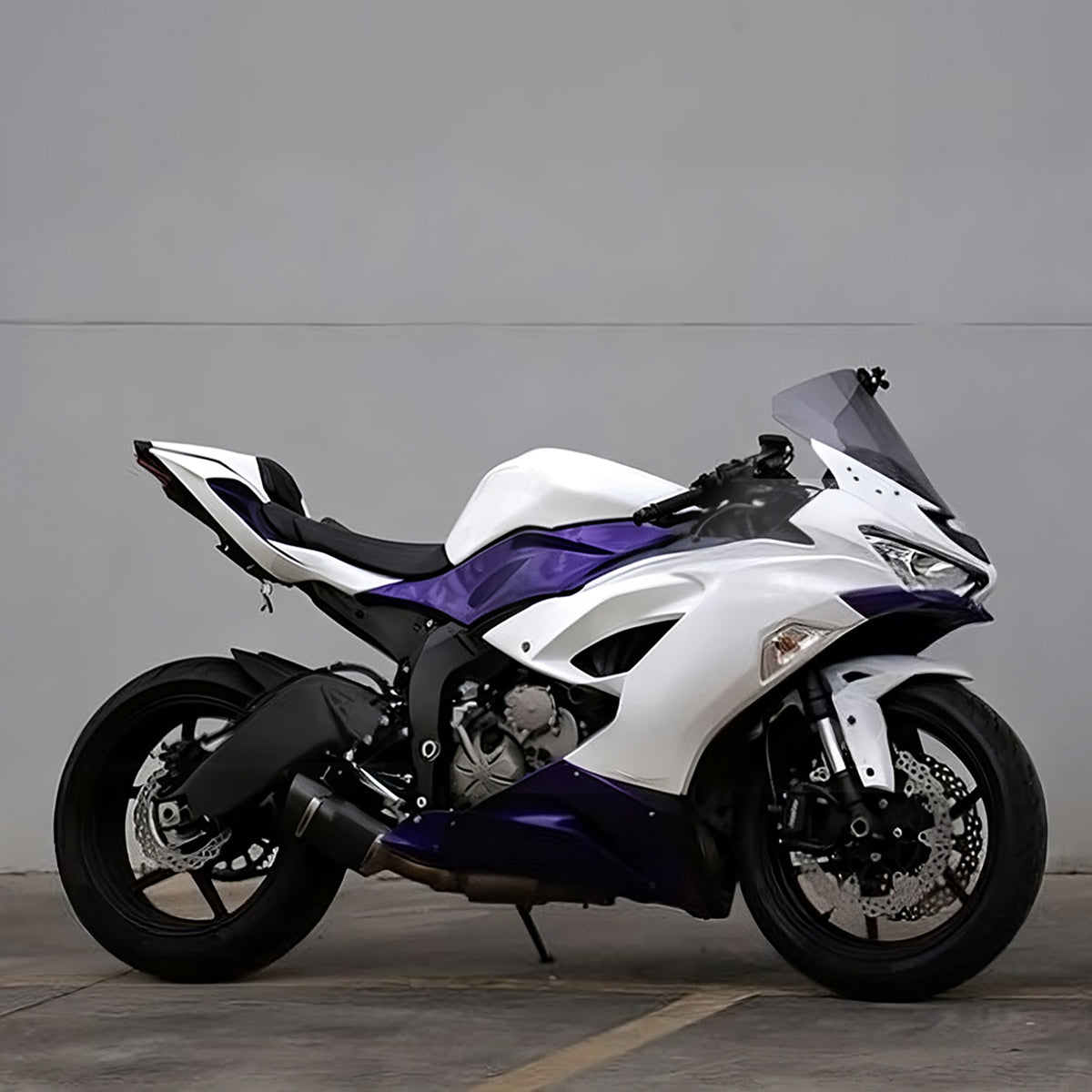Amotopart 2019-2023 Kawasaki ZX6R White Purple Fairing Kit