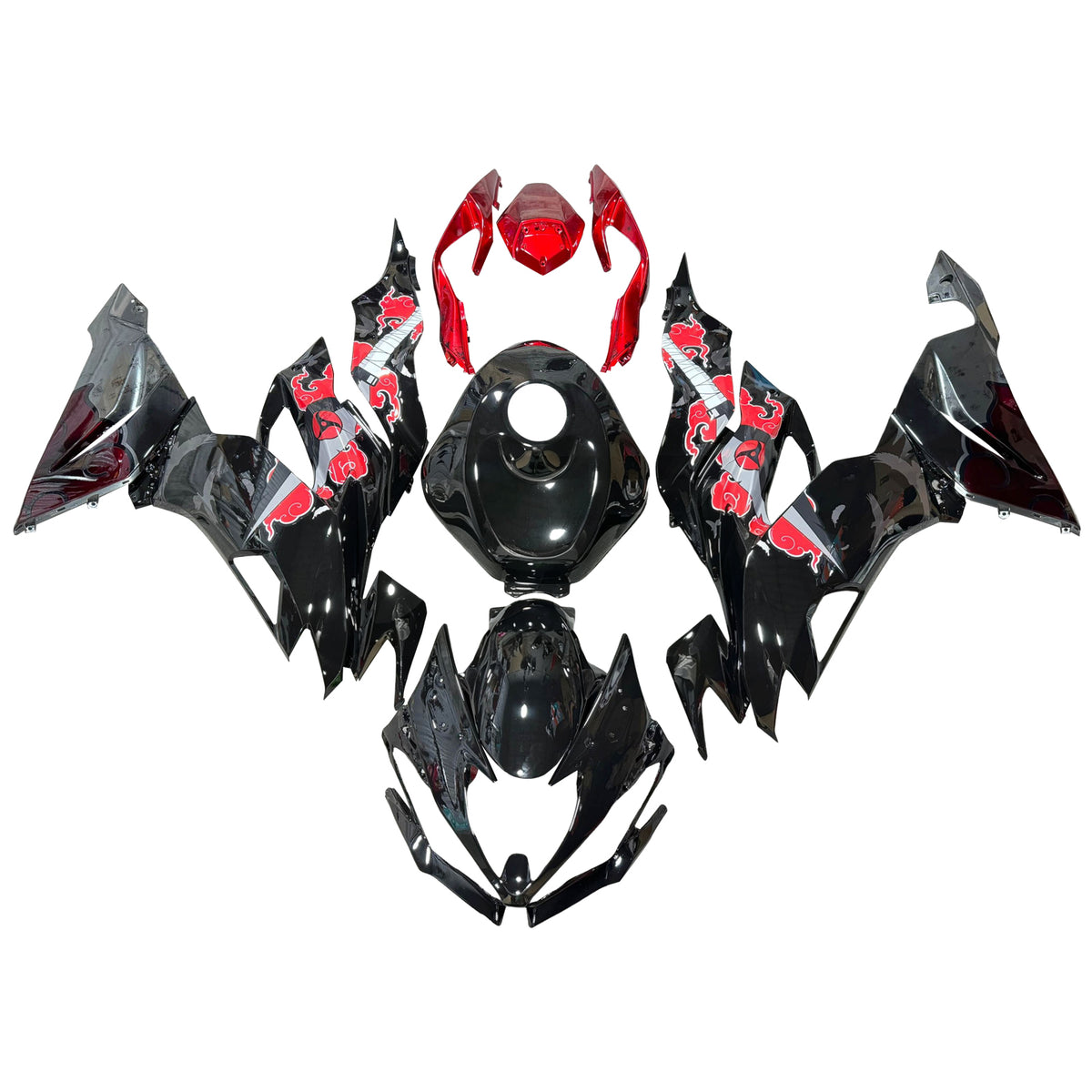 Amotopart 2019-2023 Kawasaki ZX6R Black Red White Fairing Kit