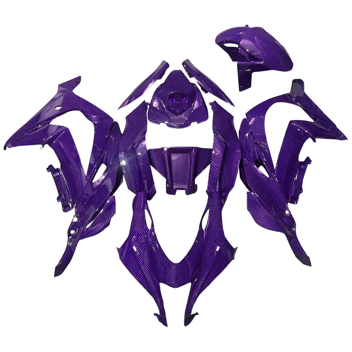 Amotopart 2016-2020 Kawasaki ZX10R Purple Carbon Fiber Pattern Fairing Kit
