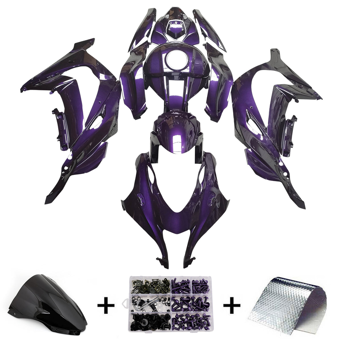 Kit carena Amotopart 2016-2020 Kawasaki ZX10R viola nero