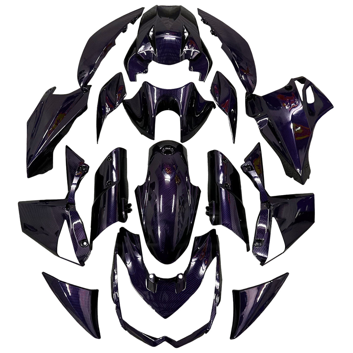 Sada kapotáže Amotopart 2010-2013 Kawasaki Z1000 Black Purple Carbon Fiber Pattern