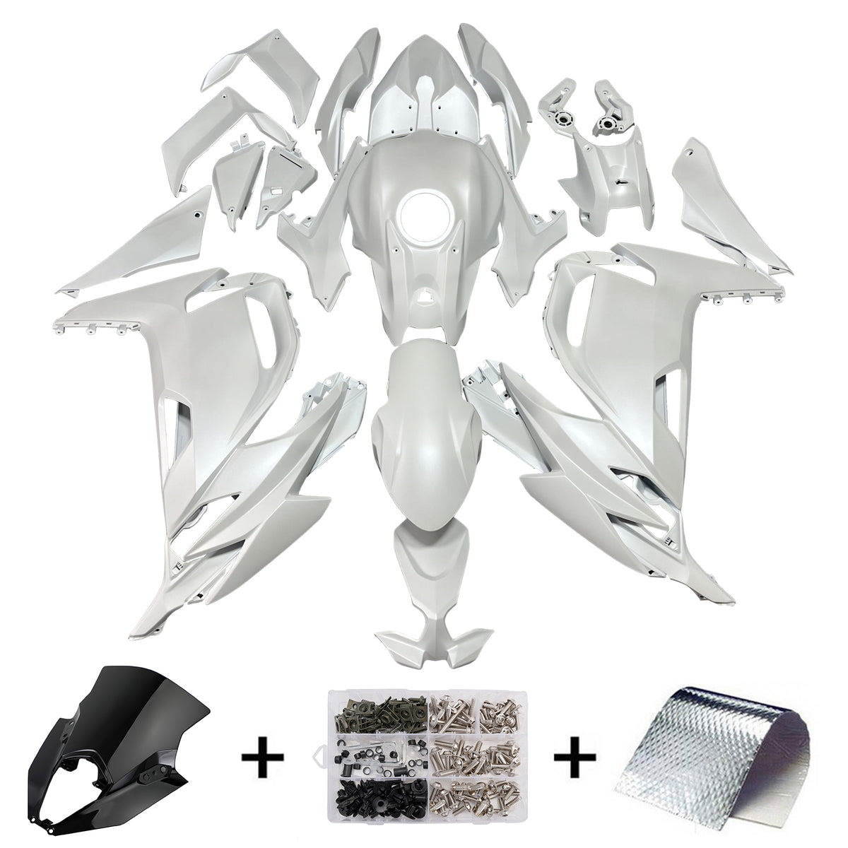 Amotopart 2020-2026 Kawasaki ER-6F Ninja650 White Fairing Kit