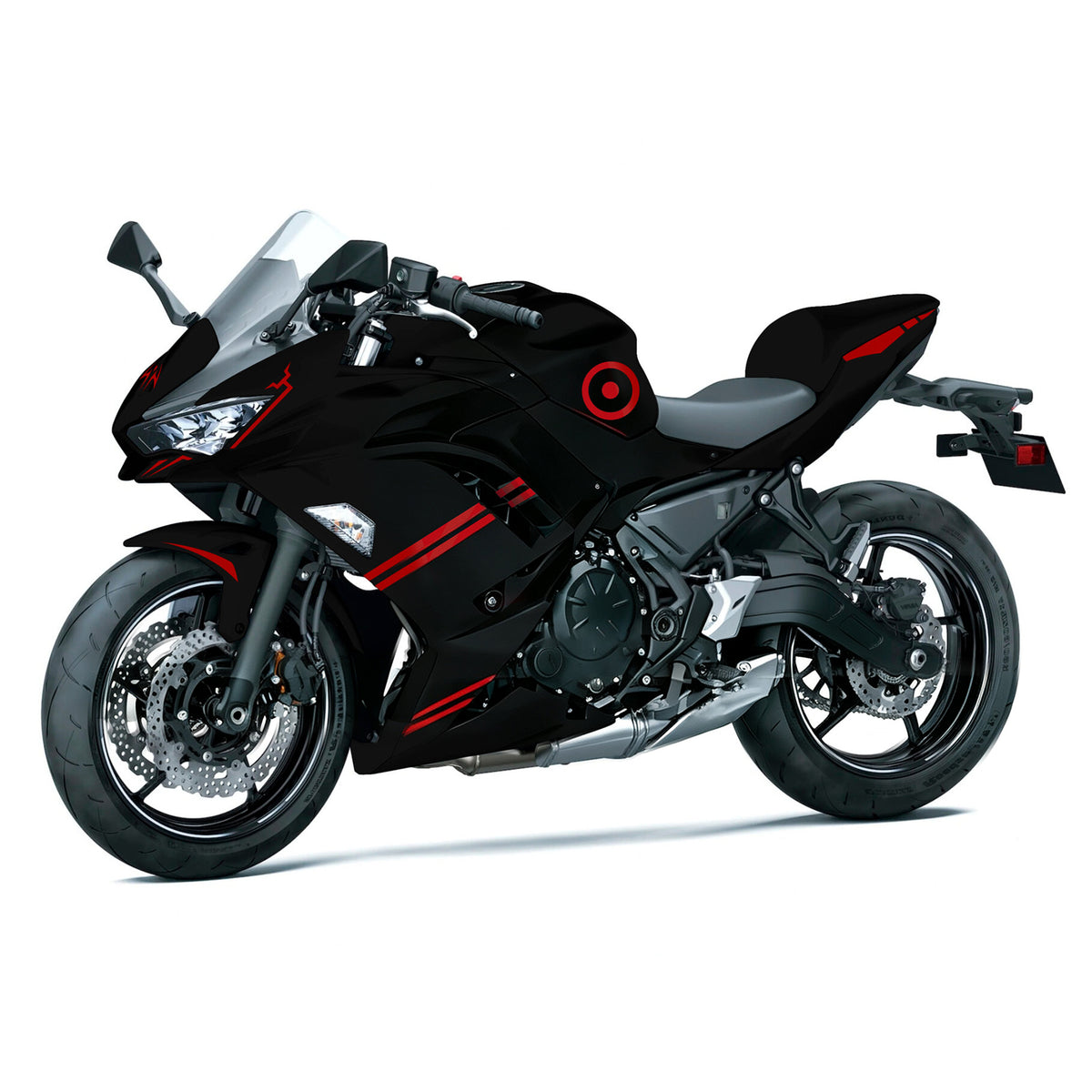Amotopart 2020–2026 Kawasaki ER-6F Ninja650 Schwarz Rot Verkleidungsset