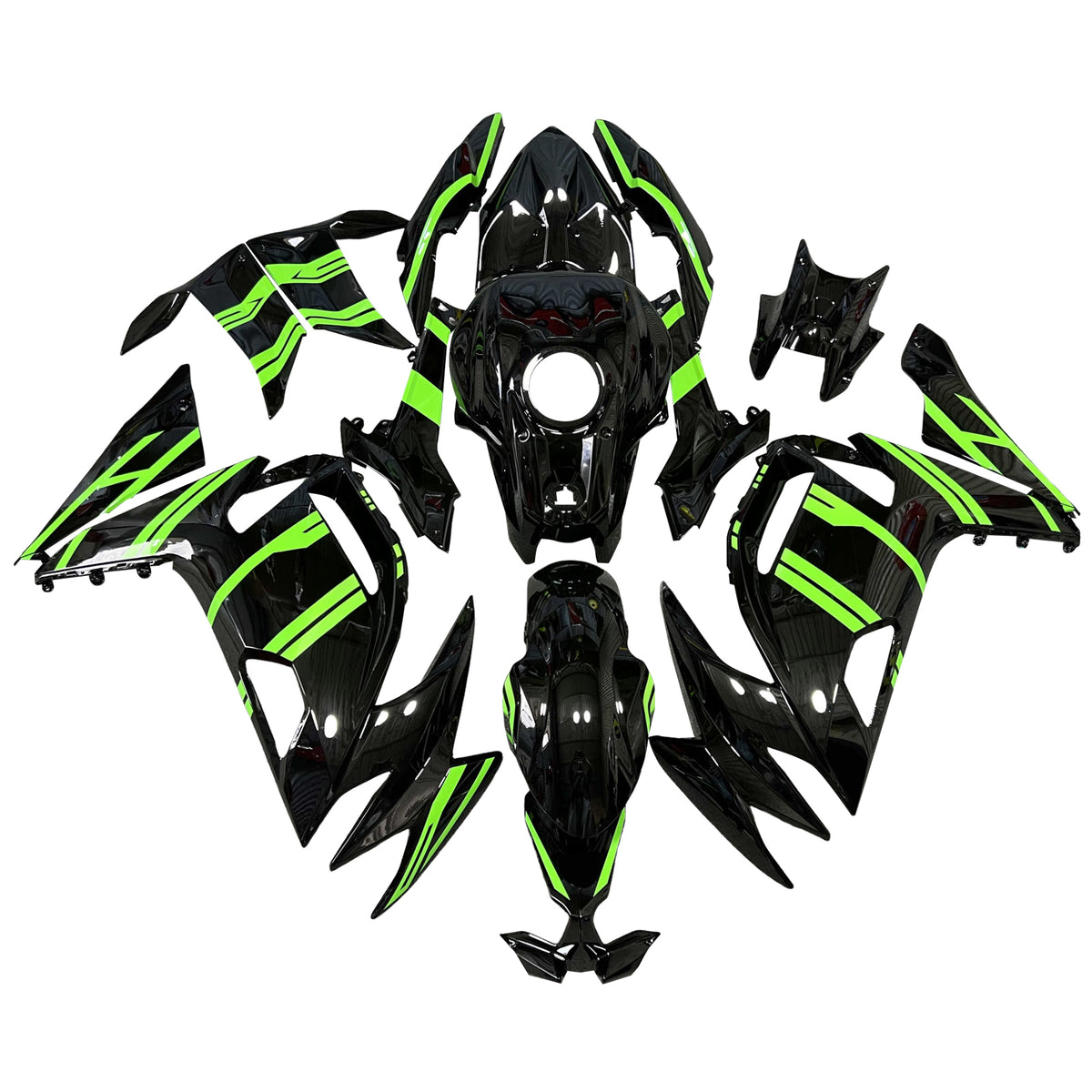 Amotopart 2020–2026 Kawasaki ER-6F Ninja650 Schwarz Grün Verkleidungsset