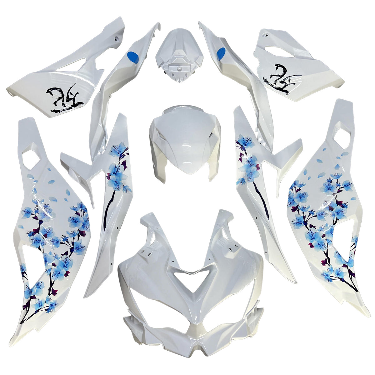 Amotopart 2019-2026 Kawasaki Ninja ZX-25R ZX-4R ZX-4RR White Blue Fairing Kit