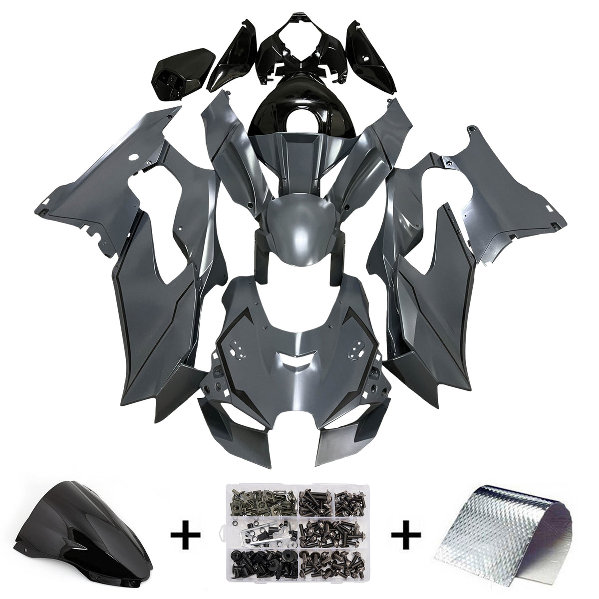 Amotopart 2021-2025 Kawasaki ZX-10R ZX-10RR grijszwarte kuipset