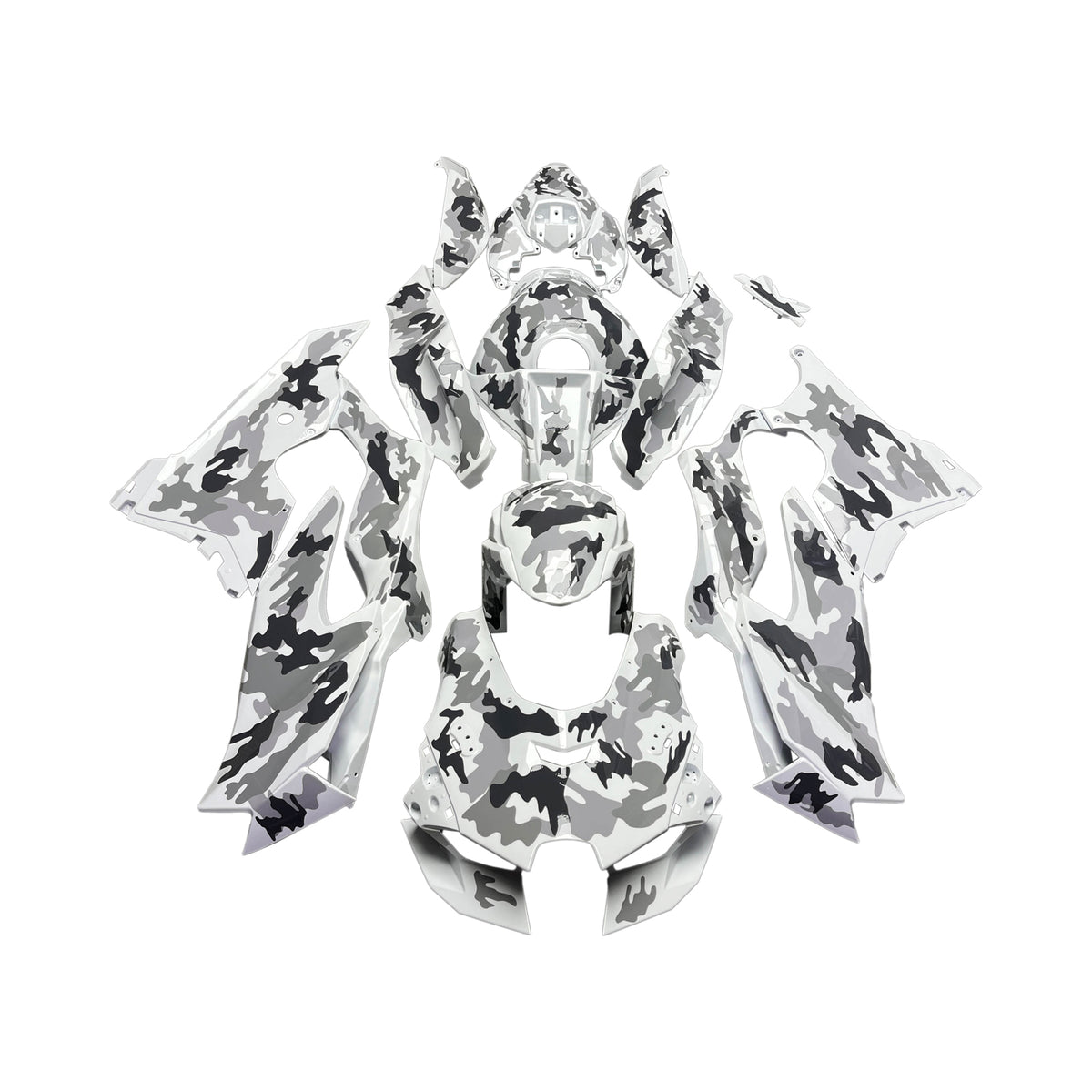 Amotopart 2021-2025 Kawasaki ZX-10R ZX-10RR Kit de carénage blanc gris noir