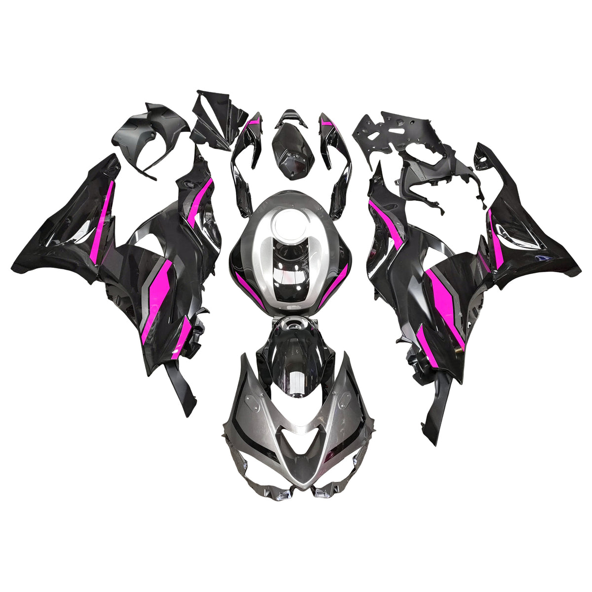 Amotopart 2024-2026 Kawasaki ZX-6R Black Pink Fairing Kit