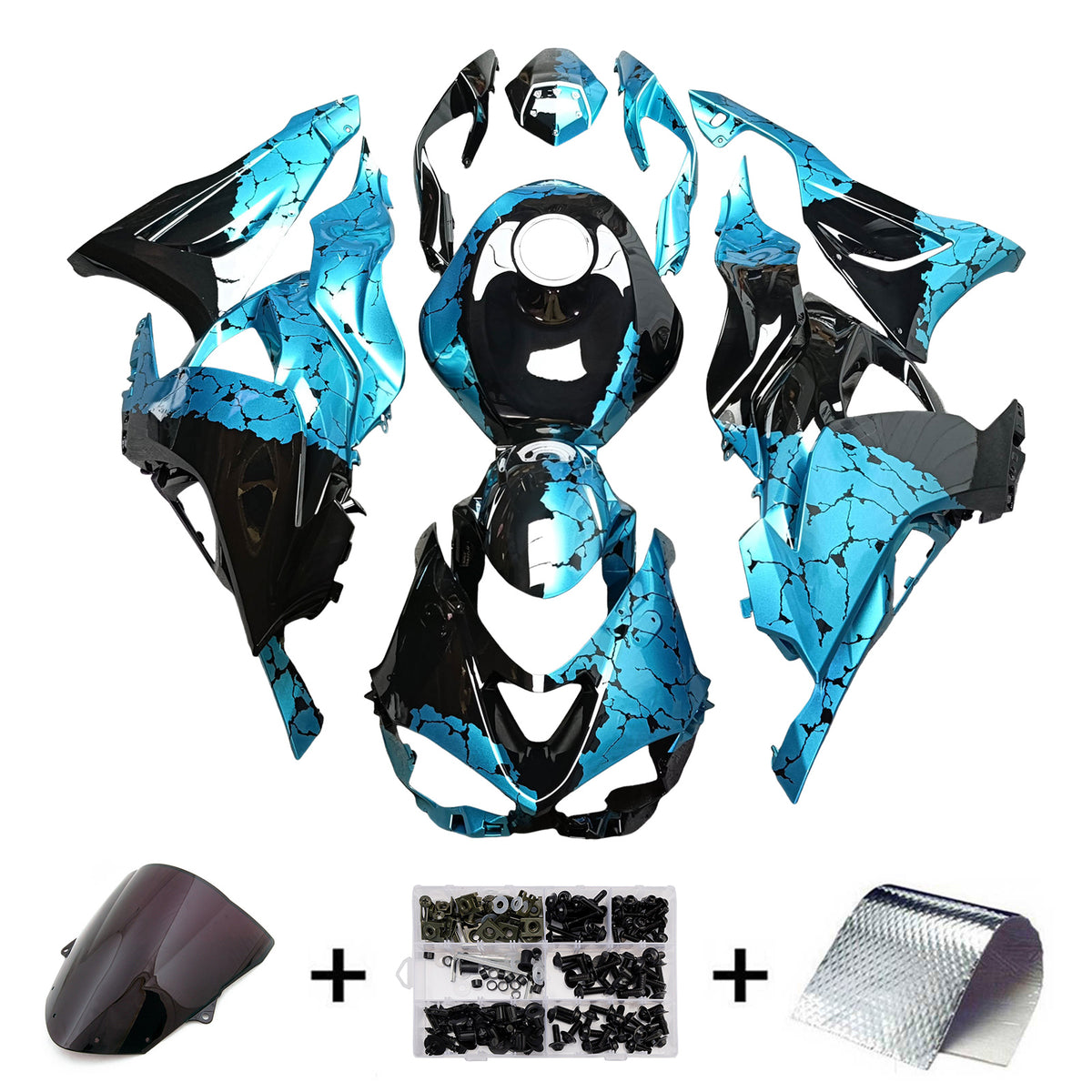Amotopart 2024-2026 Kawasaki ZX-6R Blue Black Fairing Kit