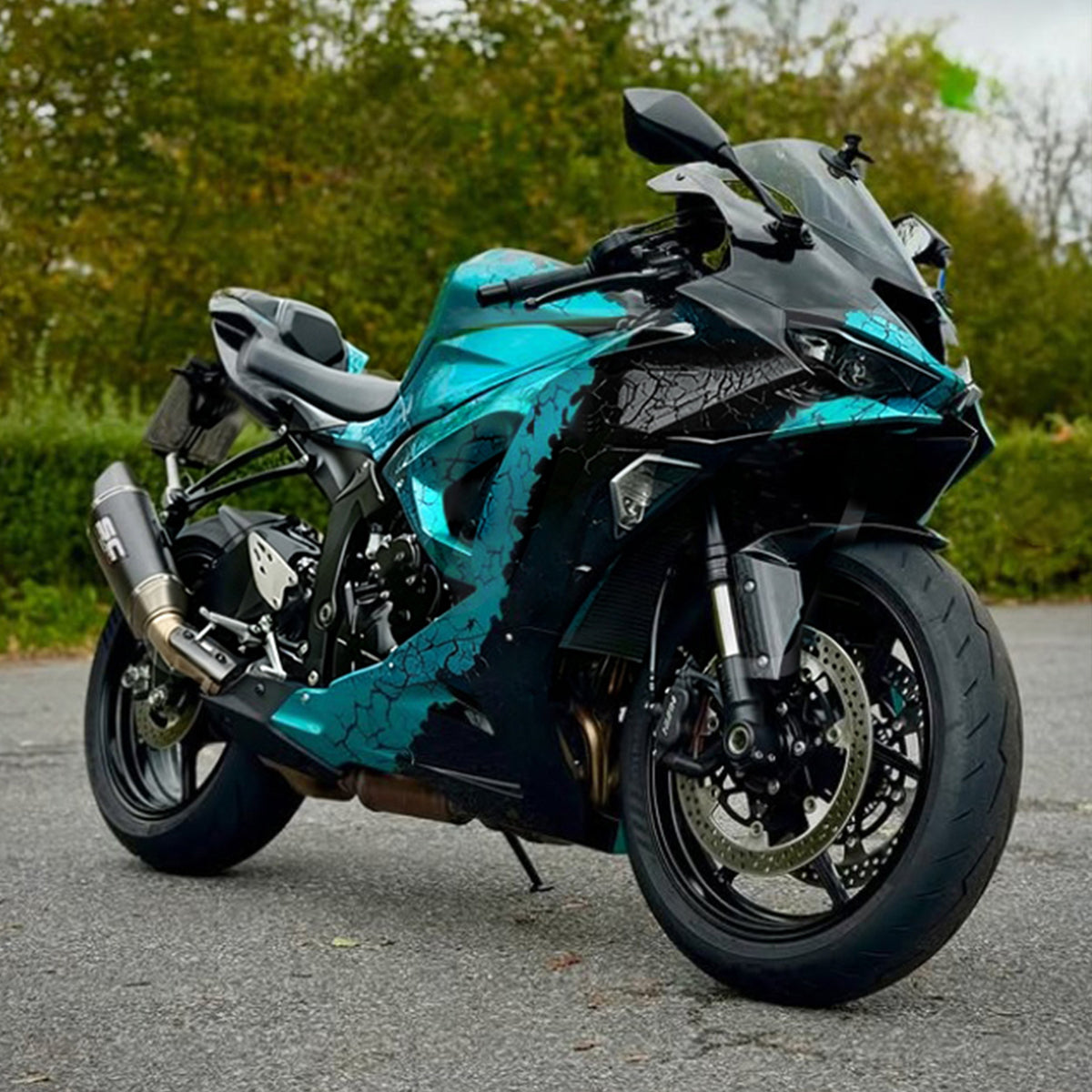 Amotopart 2024-2026 Kawasaki ZX-6R Blue Black Fairing Kit