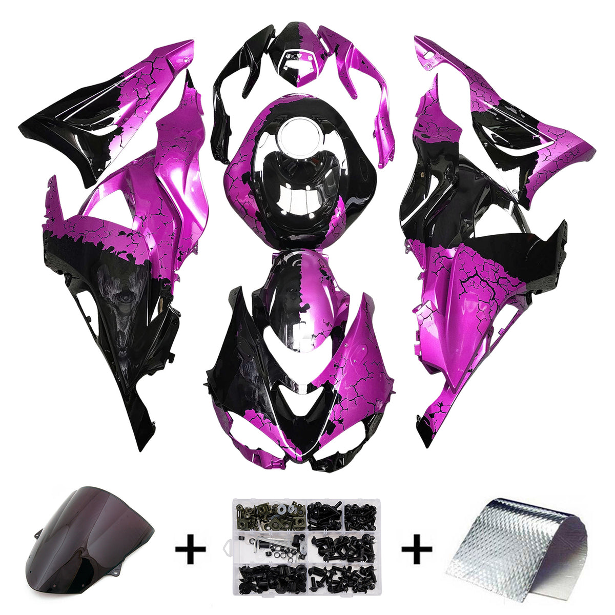 Amotopart 2024-2026 Kawasaki ZX-6R Purple Black Fairing Kit