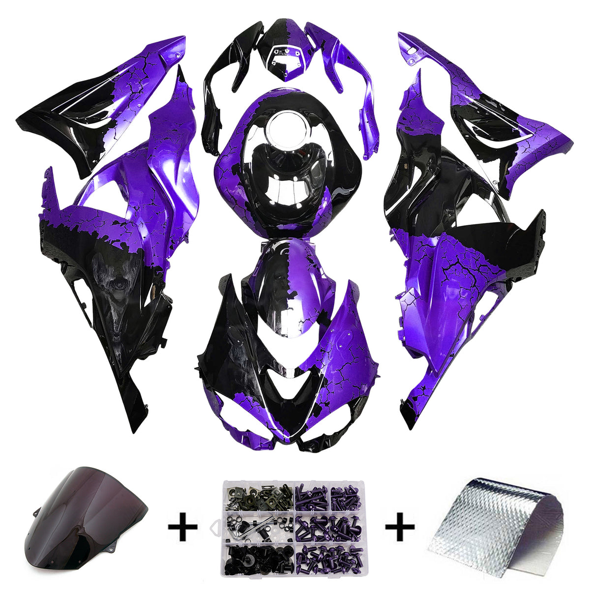 Amotopart 2024-2026 Kawasaki ZX-6R Purple Black Fairing Kit