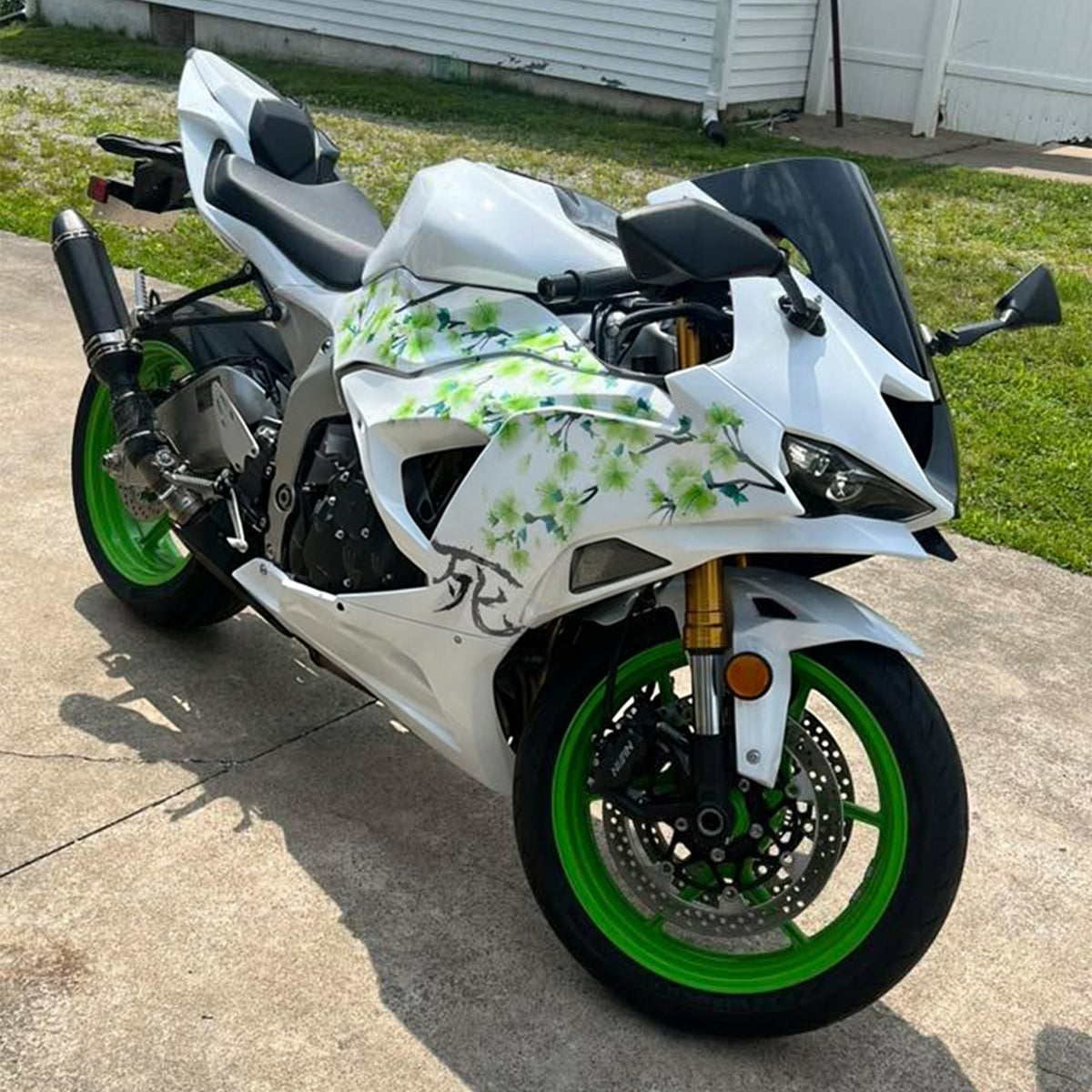Amotopart 2024-2026 Kawasaki ZX-6R White Black Green Fairing Kit