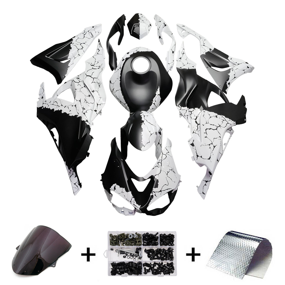 Amotopart 2024-2026 Kawasaki ZX-6R White Black Fairing Kit