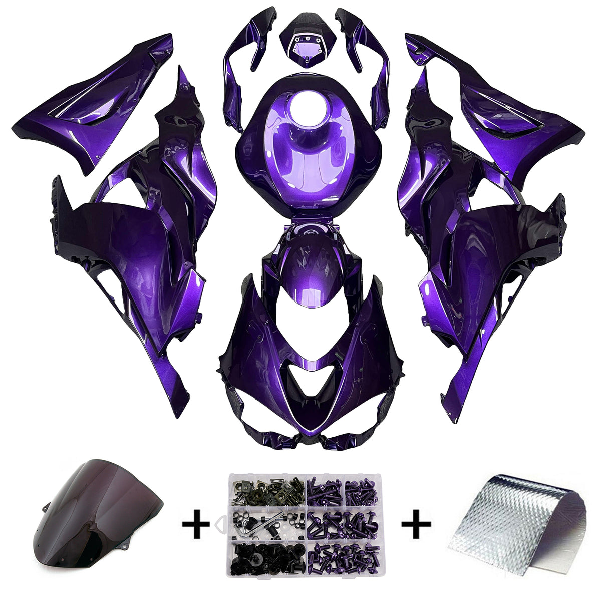 Amotopart 2024-2026 Kawasaki ZX-6R Purple Black Fairing Kit