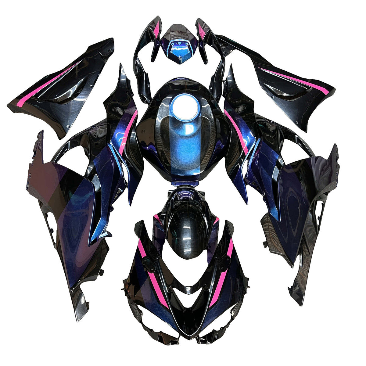 Amotopart 2024-2026 Kawasaki ZX-6R Black Blue Pink Fairing Kit