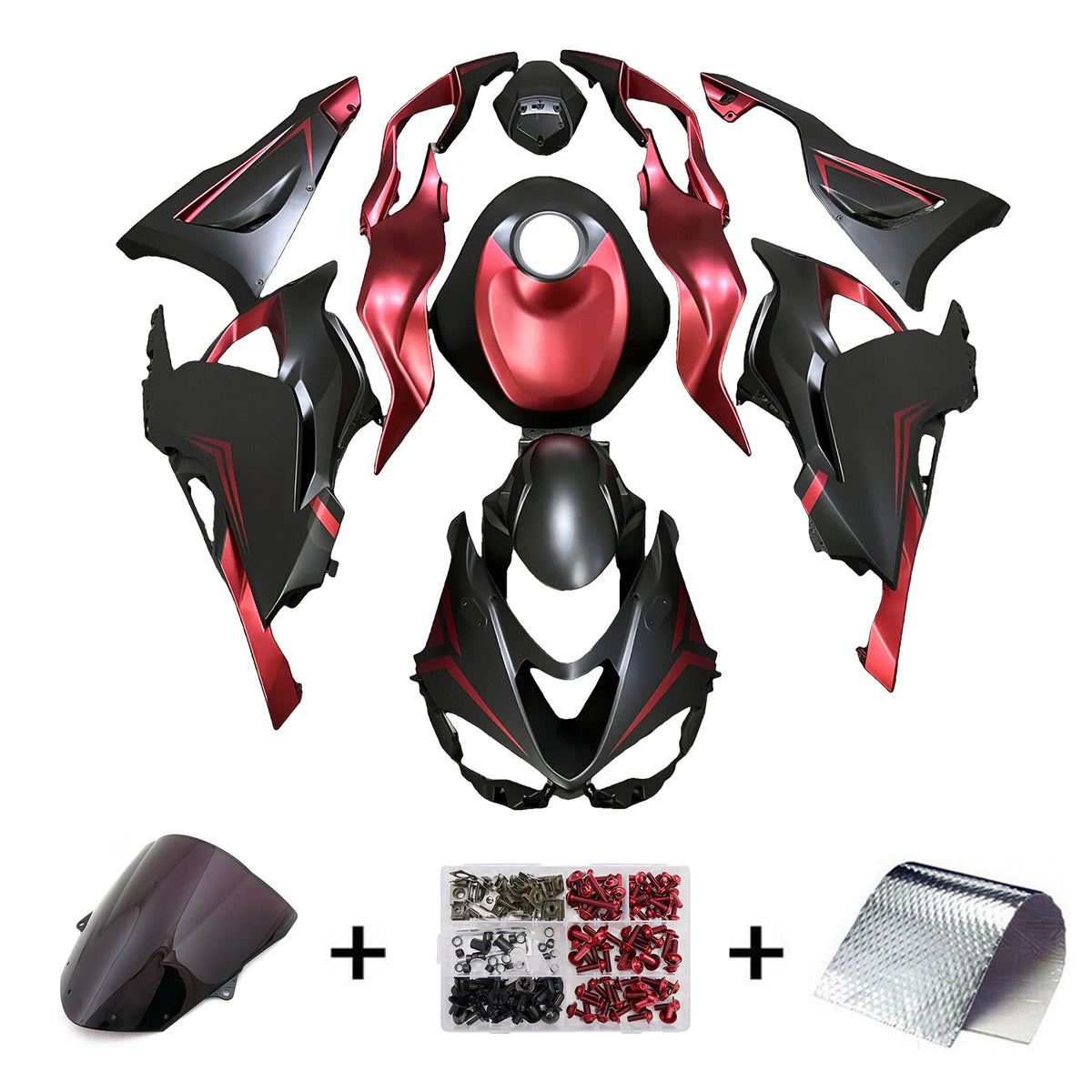 Amotopart 2024-2026 Kawasaki ZX-6R Black Red Fairing Kit