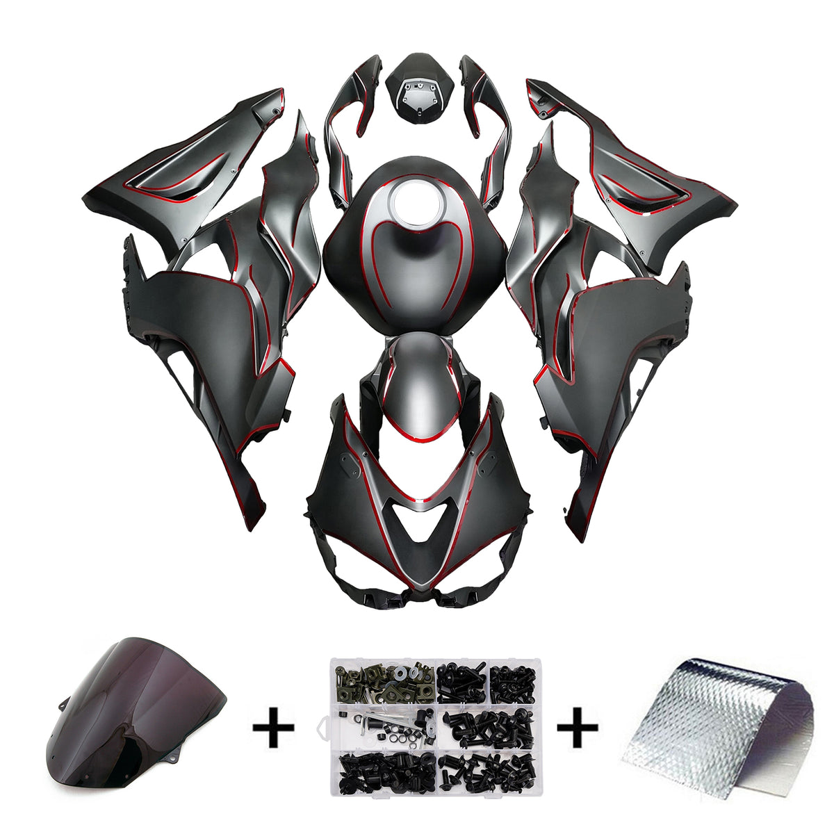 Amotopart 2024-2026 Kawasaki ZX-6R černá červená sada kapotáže