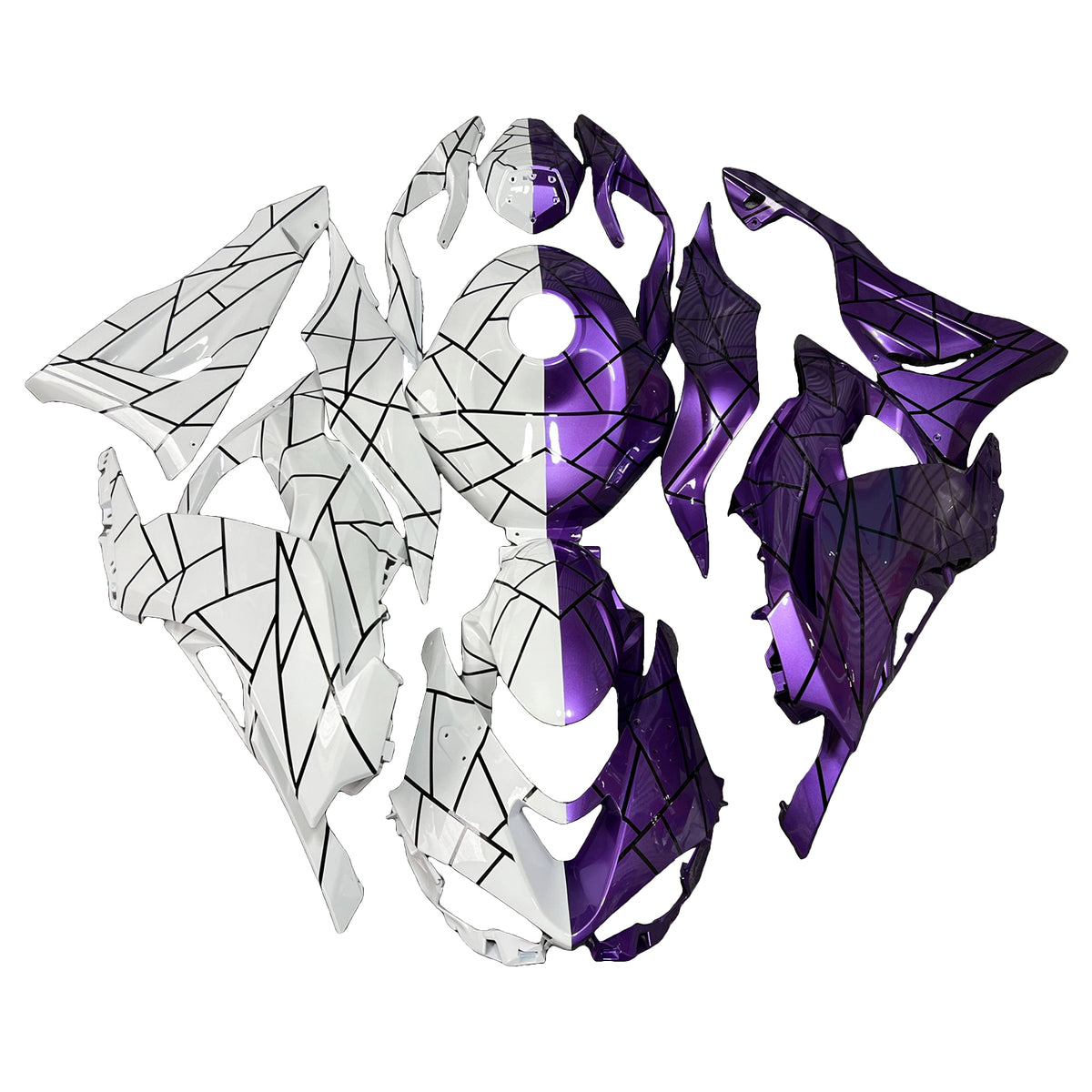 Amotopart 2024-2026 Kawasaki ZX-6R White Purple Black Fairing Kit