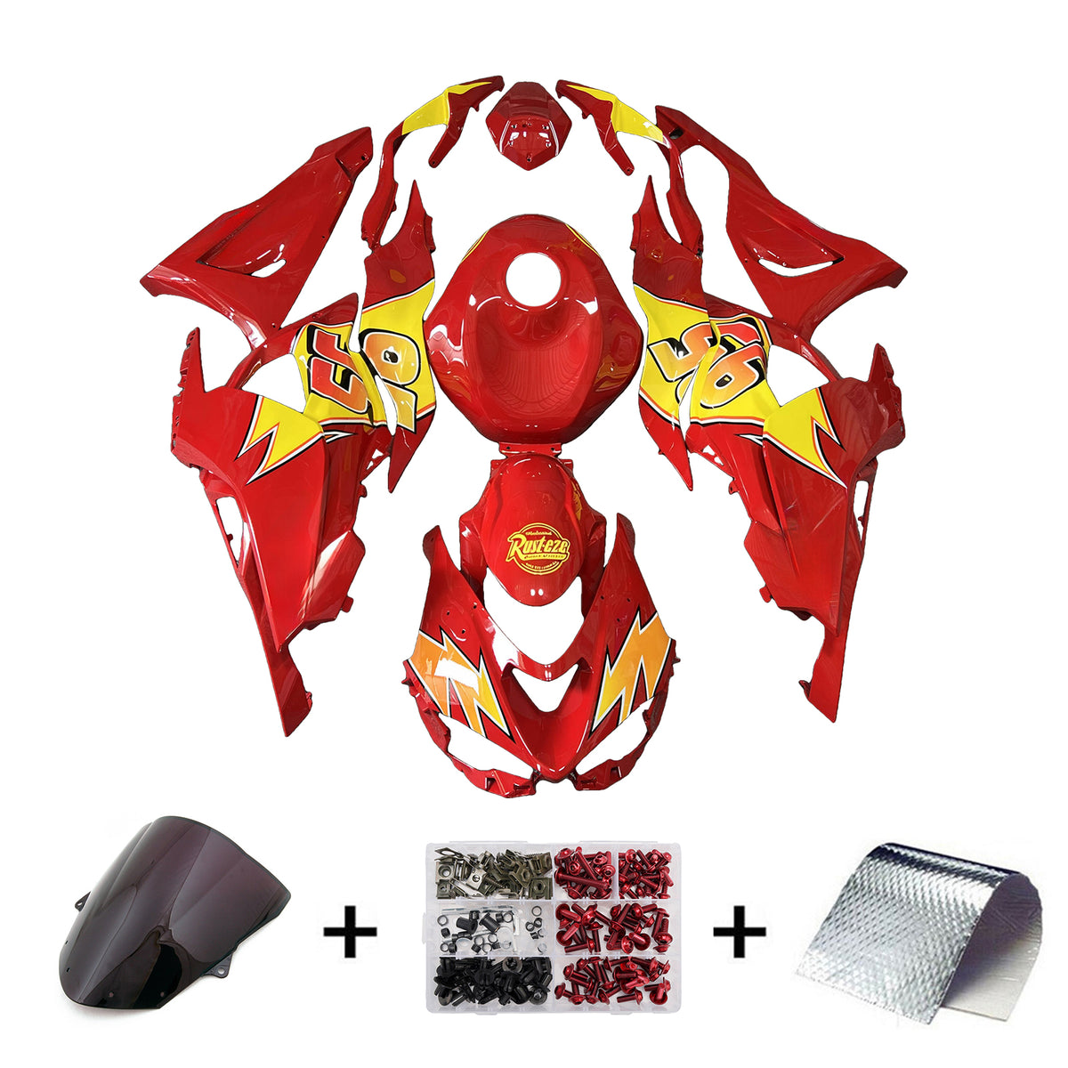 Amotopart 2024-2026 Kawasaki ZX-6R Czerwony Żółty Biały Zestaw Owiewek