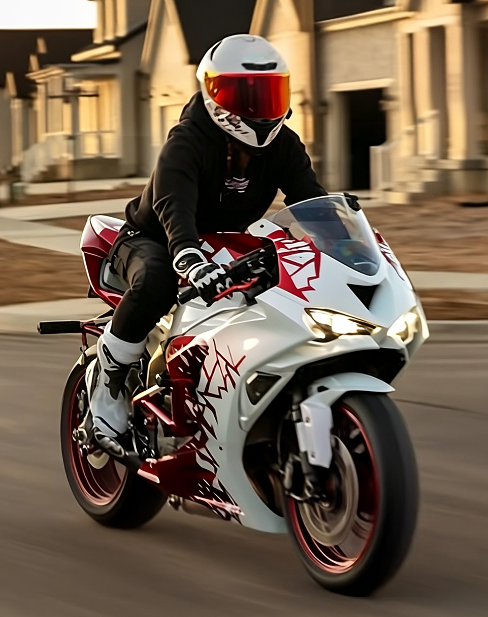 Amotopart 2024-2026 Kawasaki ZX-6R White Red Fairing Kit