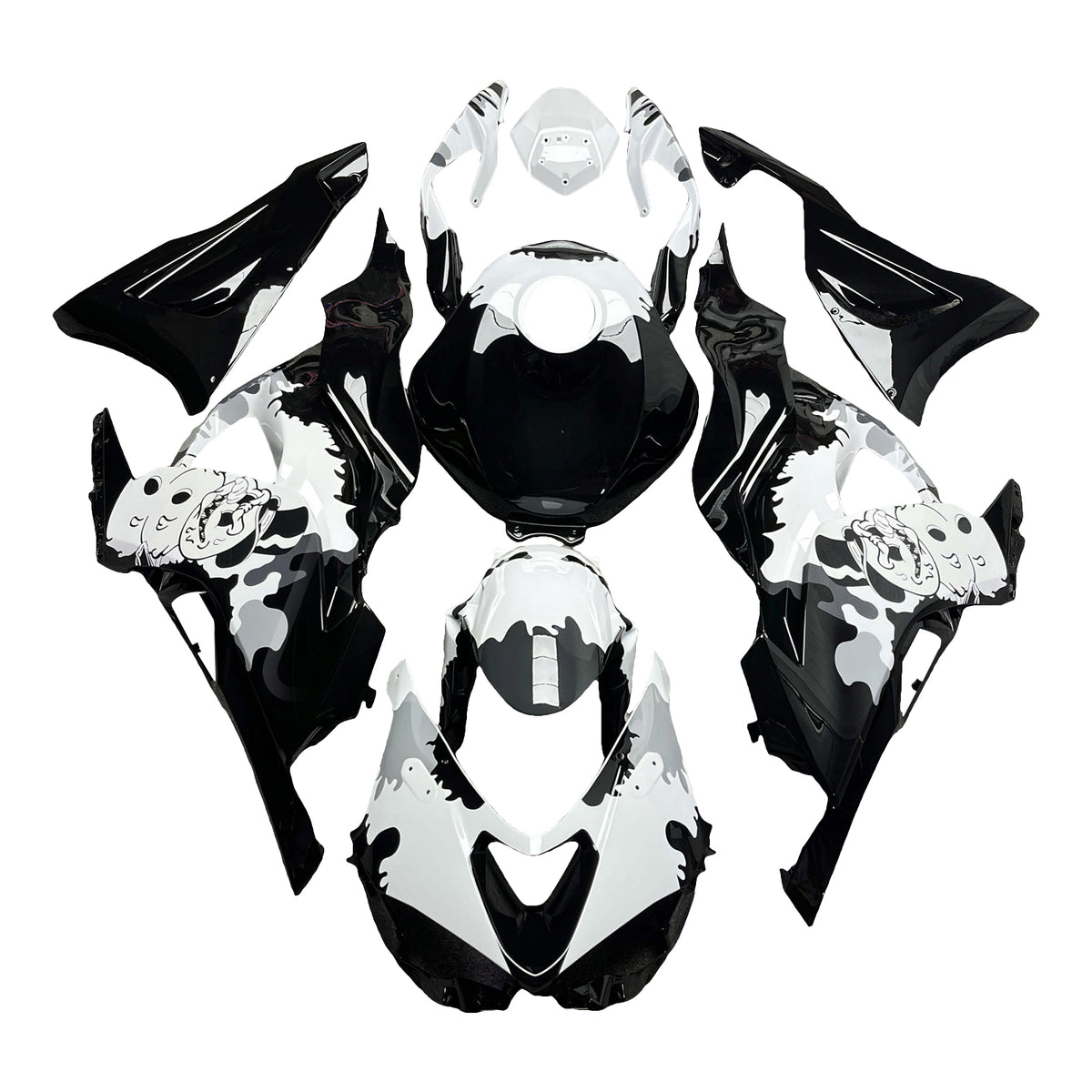 Kit de carénage Amotopart 2024-2026 Kawasaki ZX-6R noir blanc