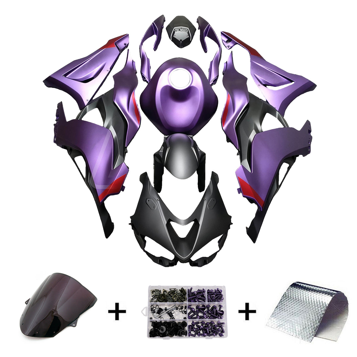 Zestaw owiewek Amotopart 2024-2026 Kawasaki ZX-6R fioletowy czarny czerwony