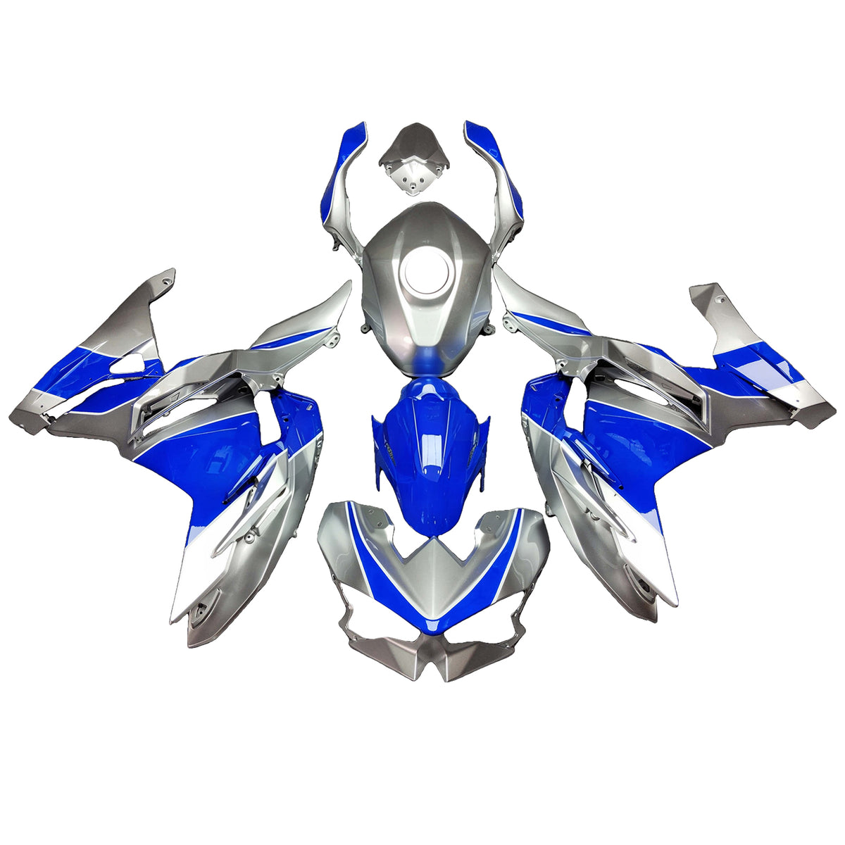 Amotopart 2024-2026 Kawasaki Ninja 500 Silver Blue Fairing Kit