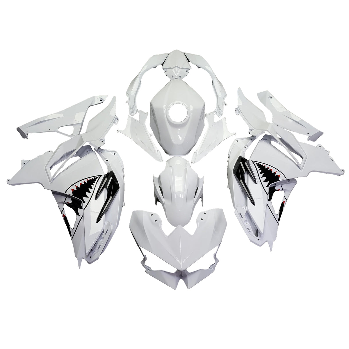 Amotopart 2024-2026 Kawasaki Ninja 500 White Black Fairing Kit