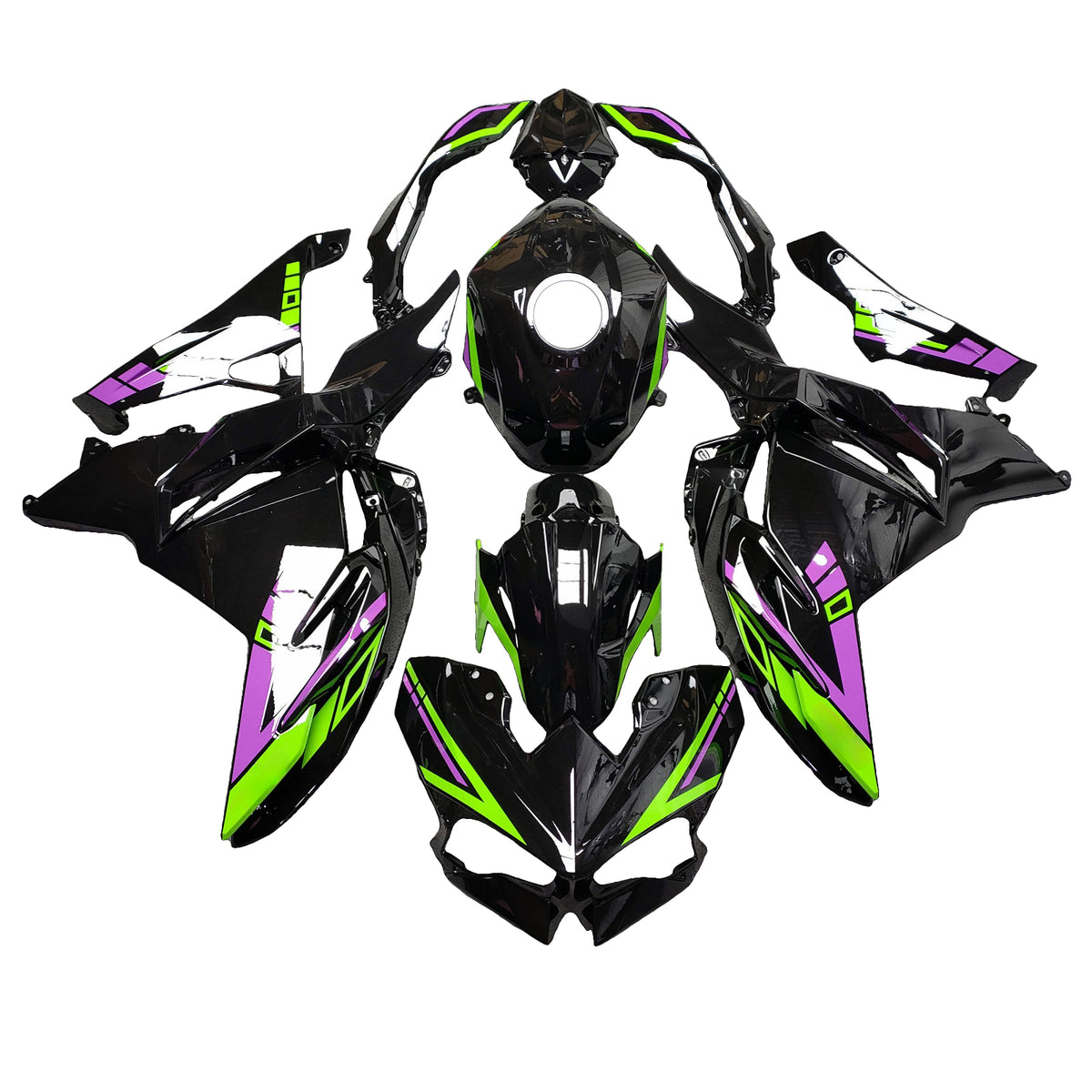 Amotopart 2024-2026 Kawasaki Ninja 500 Black Green Purple Fairing Kit